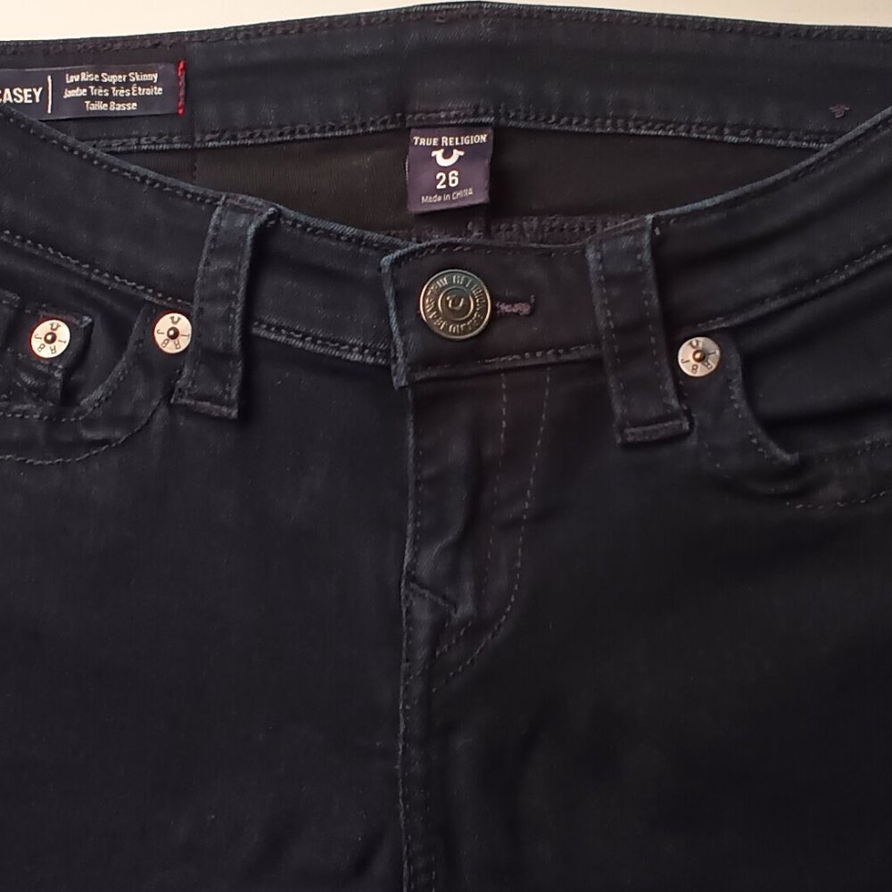 True Religion Jeans Size 26/2 Casey Low Rise Super Skinny Dark Wash - Picture 4 of 10